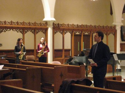 Daniel Morel introduces Carrie Koffman and Sheri Brown at the 2010 Local Composers Concert